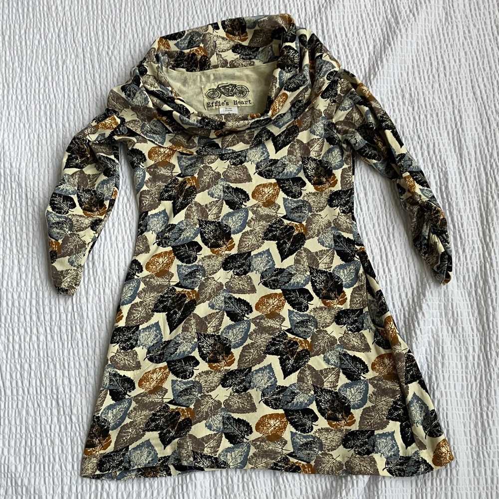 Effie's Heart Multicolor Leaf Print Dress/long top